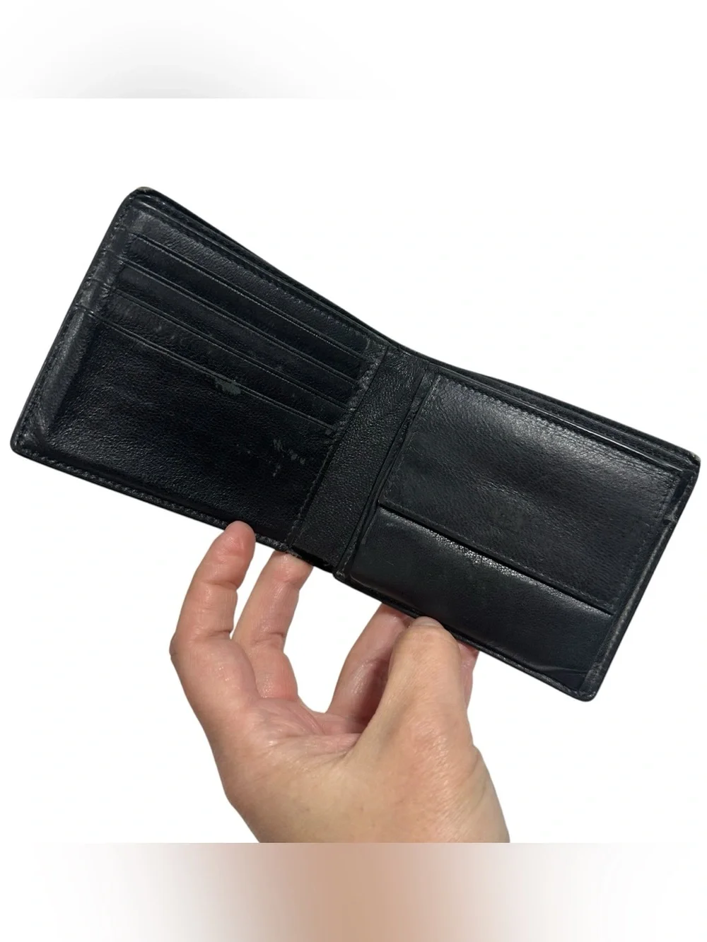 Balenciaga Black Leather & White Spell Out Bifold Wallet